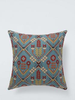 John Lewis Aiyana Trellis Cushion, Blue, Blue