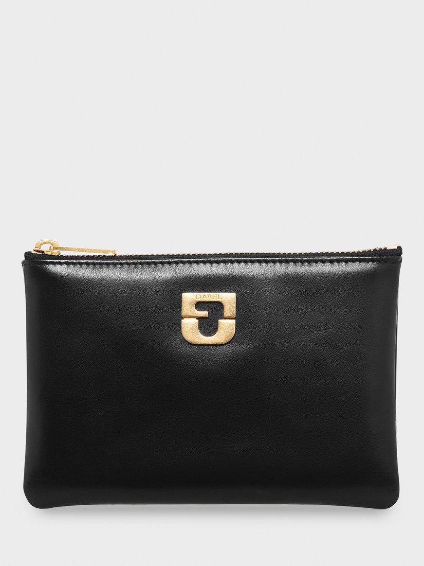 Product image 1 of 4, which shows Gerard Darel Pochette Pure Leather Clutch Bag, Black