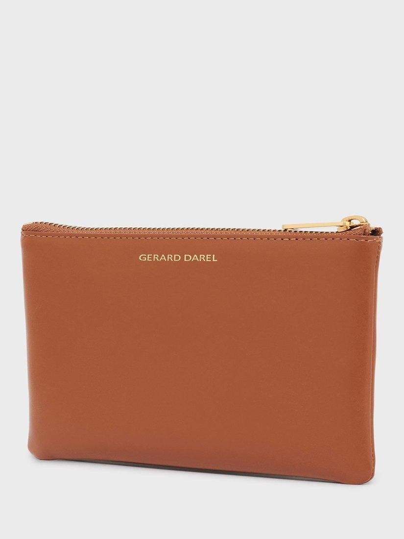 Product image 3 of 4, which shows Gerard Darel Pochette Pure Leather Clutch Bag, Cognac