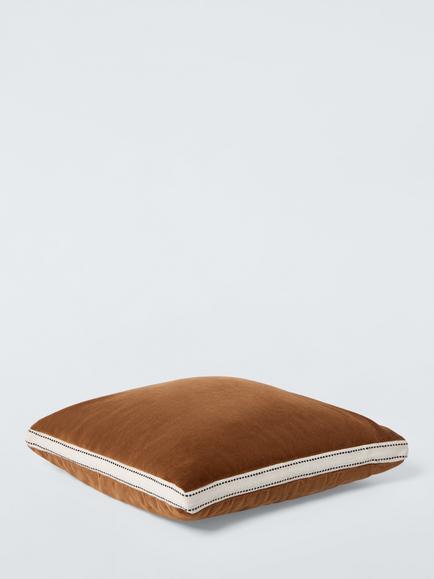 John Lewis Boxed Velvet Cushion - view 2, Ginger