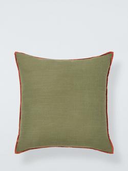 John Lewis Overlock Cushion, Khaki Green
