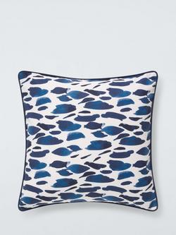 John Lewis Water Splashes Indoor/Outdoor Cushion, Navy, Navy