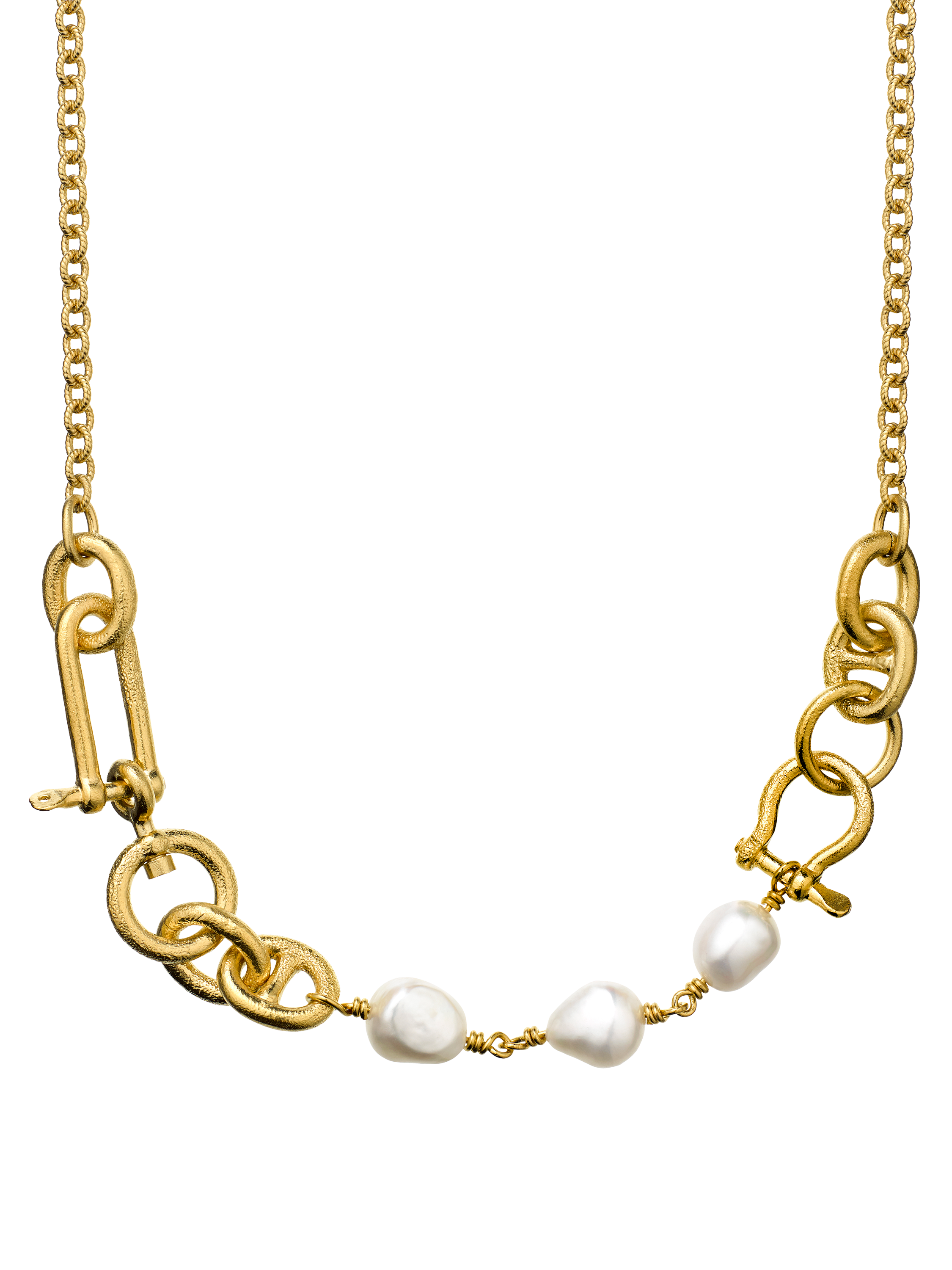 Product image 1 of 3, which shows Alex Monroe Linked Pearl Necklace, Gold