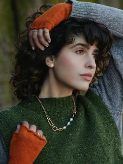 Alex Monroe Linked Pearl Necklace, Gold - view 2, Gold