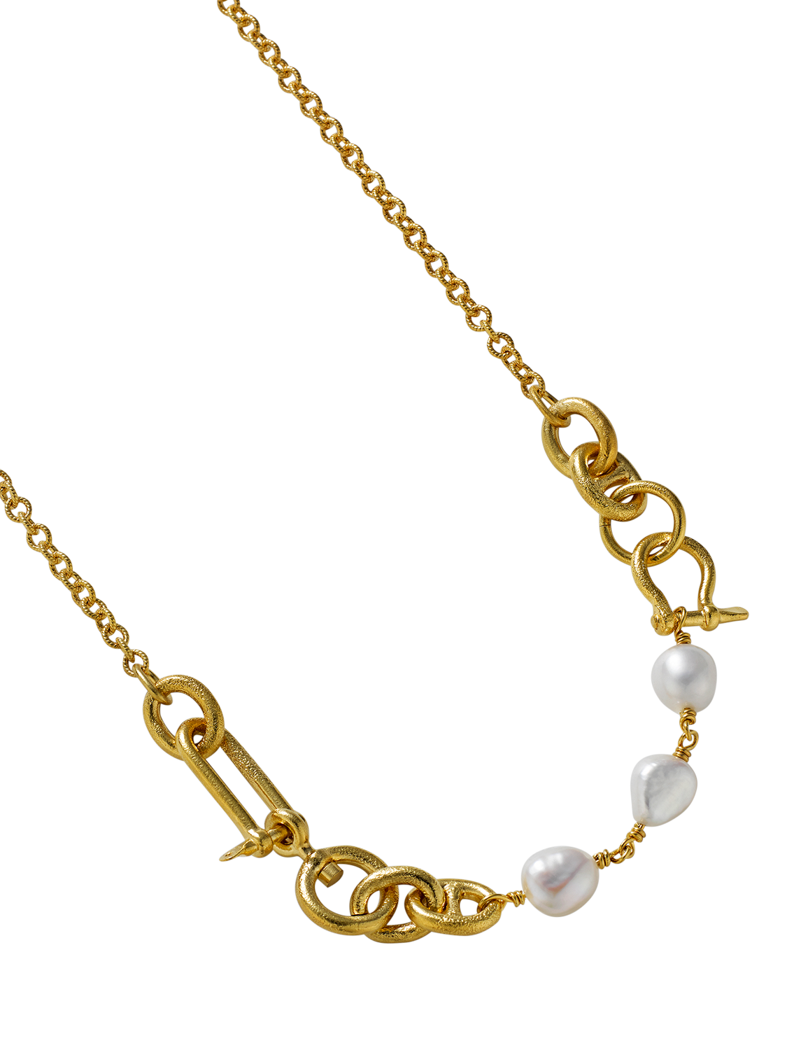 Product image 3 of 3, which shows Alex Monroe Linked Pearl Necklace, Gold