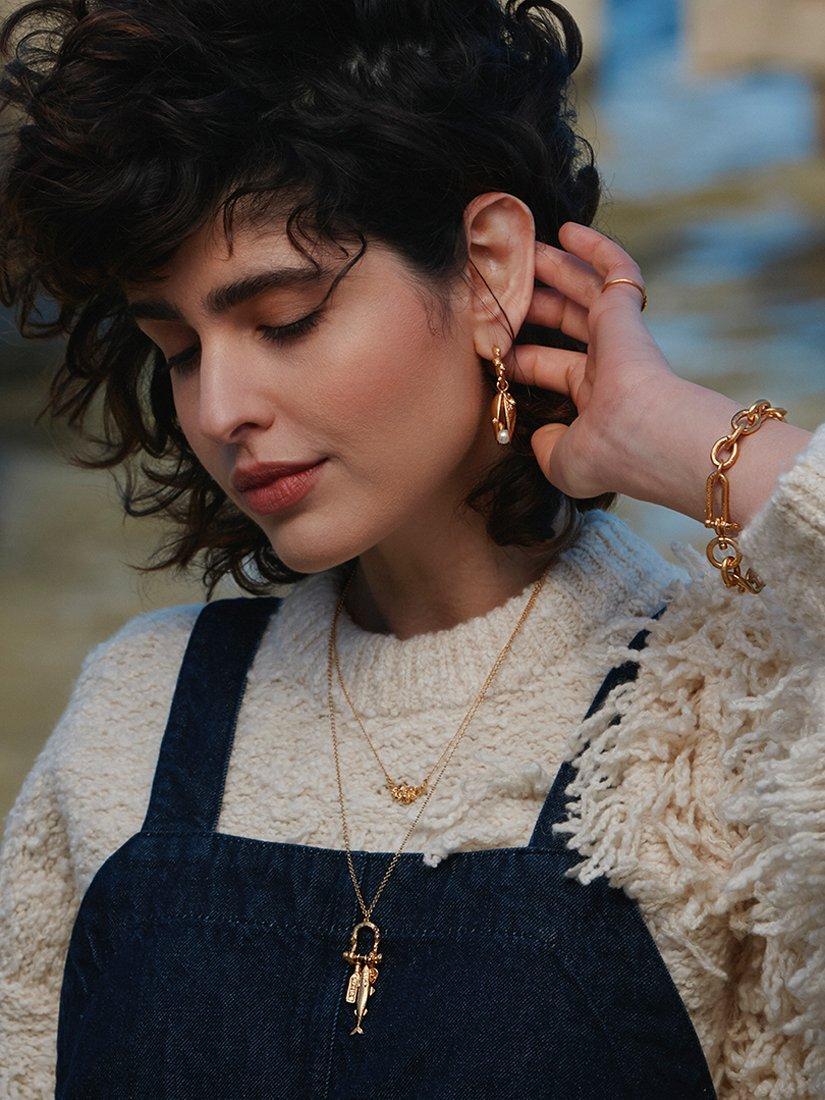 Product image 2 of 3, which shows Alex Monroe Docklands Charm Necklace, Gold