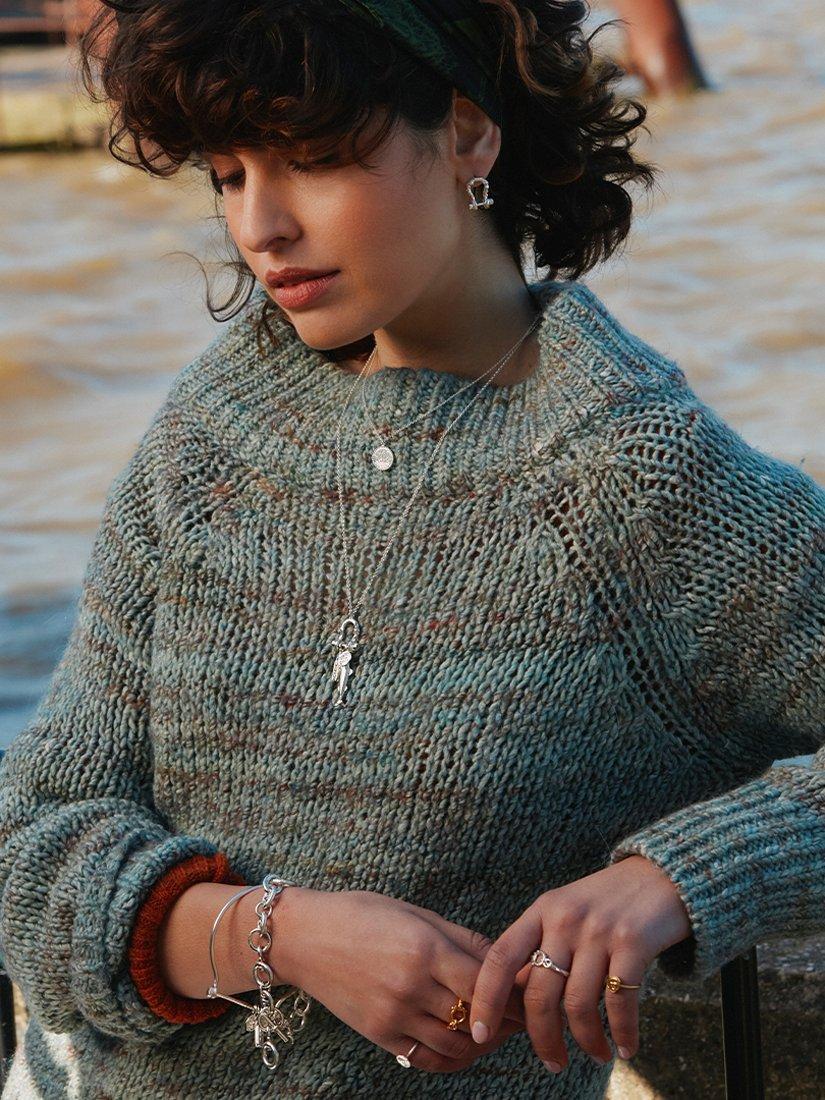 Product image 2 of 3, which shows Alex Monroe Sterling Silver Docklands Charm Necklace