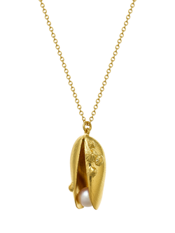 Alex Monroe Mussel Shell Pearl Necklace, Gold, Gold