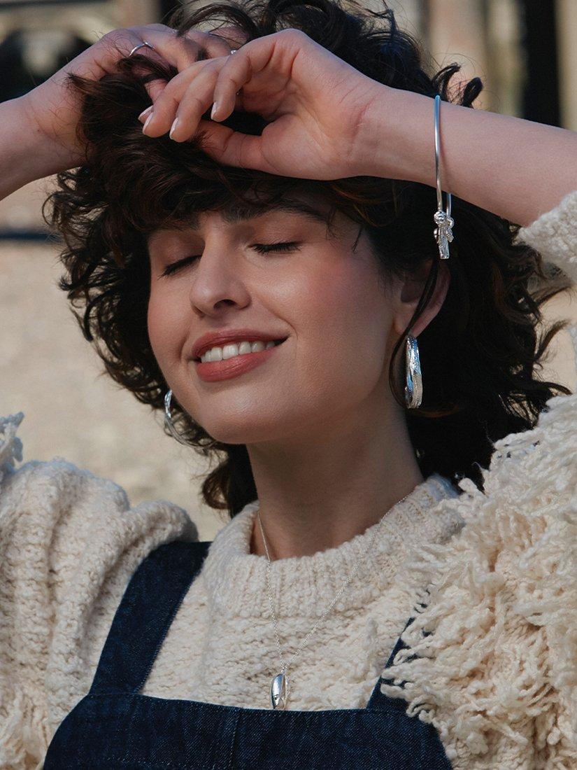 Product image 2 of 4, which shows Alex Monroe Sterling Silver Shell and Pearl Charm Necklace