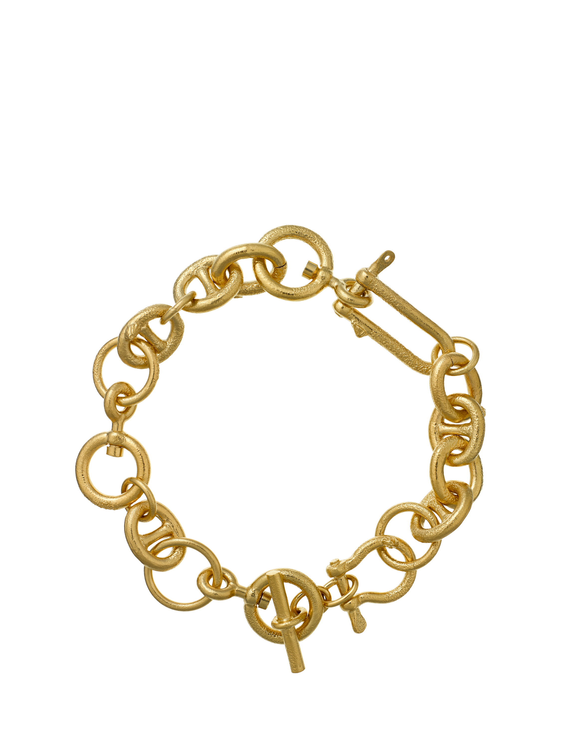 Product image 1 of 4, which shows Alex Monroe Linked Chain T-Bar Bracelet, Gold