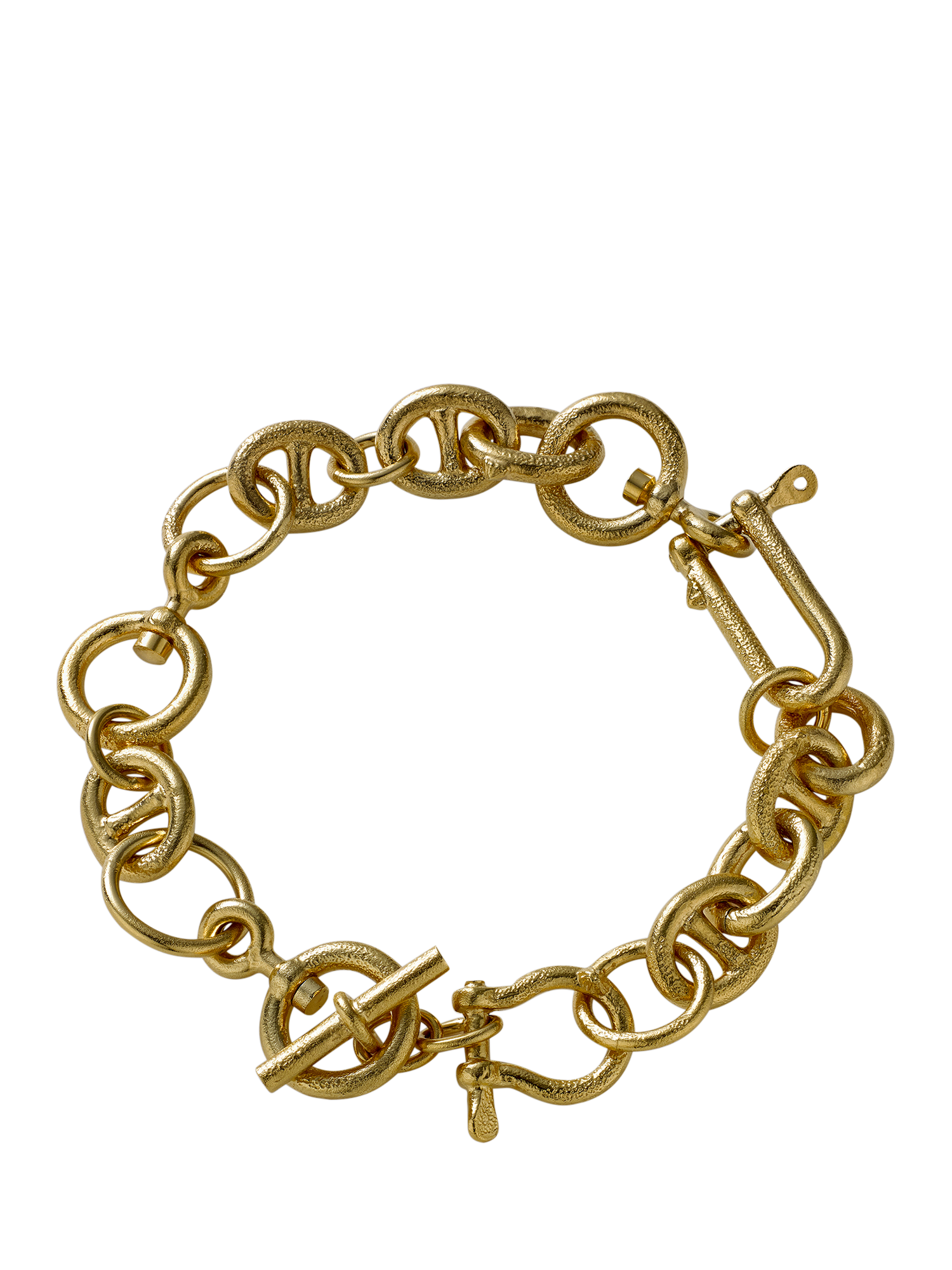Product image 3 of 4, which shows Alex Monroe Linked Chain T-Bar Bracelet, Gold