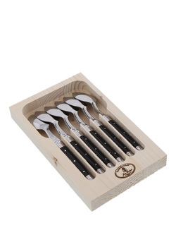 Laguiole Stainless Steel Teaspoons, Set of 6, Black, Black