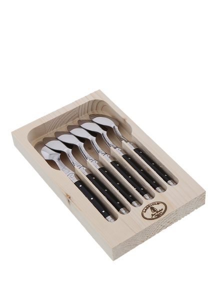 Laguiole Stainless Steel Teaspoons, Set of 6, Black, Black