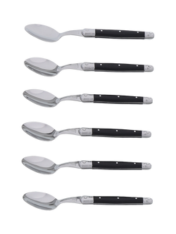 Laguiole Stainless Steel Teaspoons, Set of 6, Black - view 2, Black