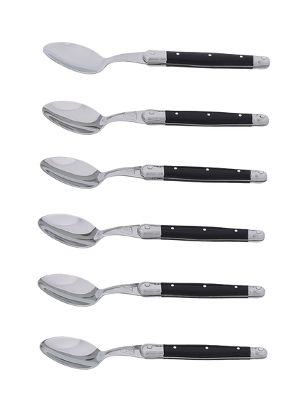Laguiole Stainless Steel Teaspoons, Set of 6, Black - view 2, Black