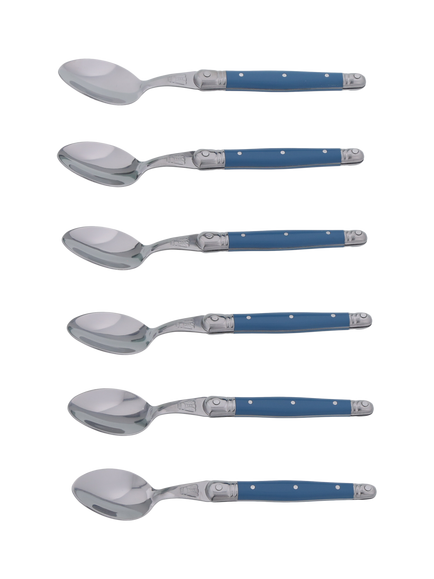 Laguiole Stainless Steel Teaspoons, Set of 6, Arctic Blue - view 2, Arctic Blue