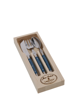 Laguiole Children's Stainless Steel Cutlery Set, 3 Piece, Arctic Blue, Arctic Blue