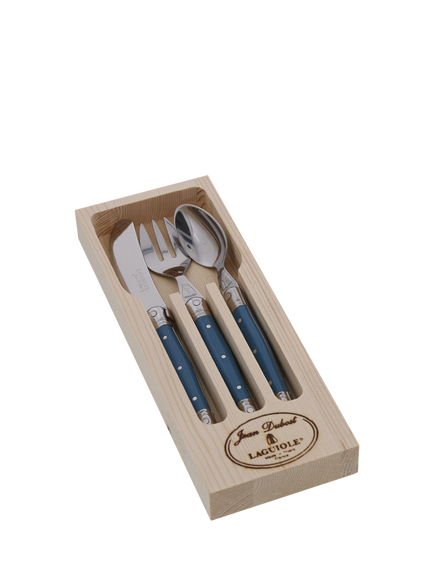 Laguiole Children's Stainless Steel Cutlery Set, 3 Piece, Arctic Blue, Arctic Blue