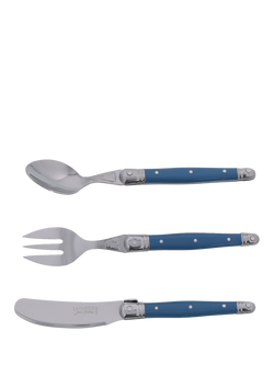 Laguiole Children's Stainless Steel Cutlery Set, 3 Piece, Arctic Blue - view 2, Arctic Blue
