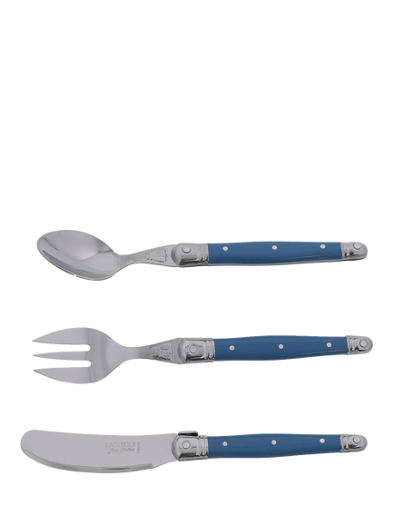 Laguiole Children's Stainless Steel Cutlery Set, 3 Piece, Arctic Blue - view 2, Arctic Blue