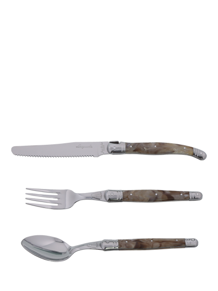 Laguiole Cutlery Set, 18 Piece/6 Place Settings, Dark Horn Effect - view 2, Dark Horn Effect