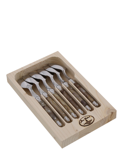 Laguiole Stainless Steel Teaspoons, Set of 6, Horn, Natural