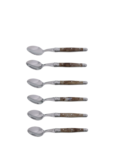 Laguiole Stainless Steel Teaspoons, Set of 6, Horn - view 2, Natural