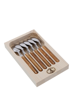 Laguiole Stainless Steel Teaspoons, Set of 6, Olive Wood, Olive