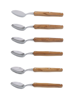 Laguiole Stainless Steel Teaspoons, Set of 6, Olive Wood - view 2, Olive
