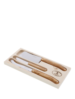 Laguiole Stainless Steel Cheese Knife Gift Set, 3 Piece, Olive Wood, Olive