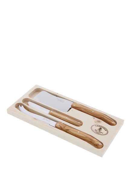 Laguiole Stainless Steel Cheese Knife Gift Set, 3 Piece, Olive Wood, Olive