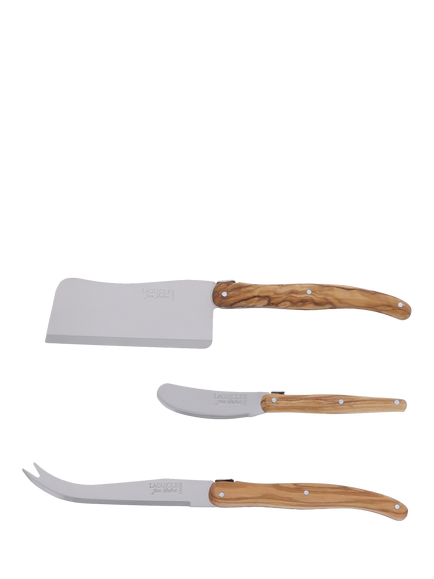 Laguiole Stainless Steel Cheese Knife Gift Set, 3 Piece, Olive Wood - view 2, Olive