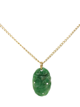 Pre-loved 9ct Yellow Gold Oval Carved Jade Link Chain Pendant