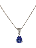 Pre-loved 18ct White Gold Pear Shaped Diamond and Tanzanite Pendant, Dated Circa 2006