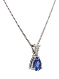 Pre-loved 18ct White Gold Pear Shaped Diamond and Tanzanite Pendant, Dated Circa 2006