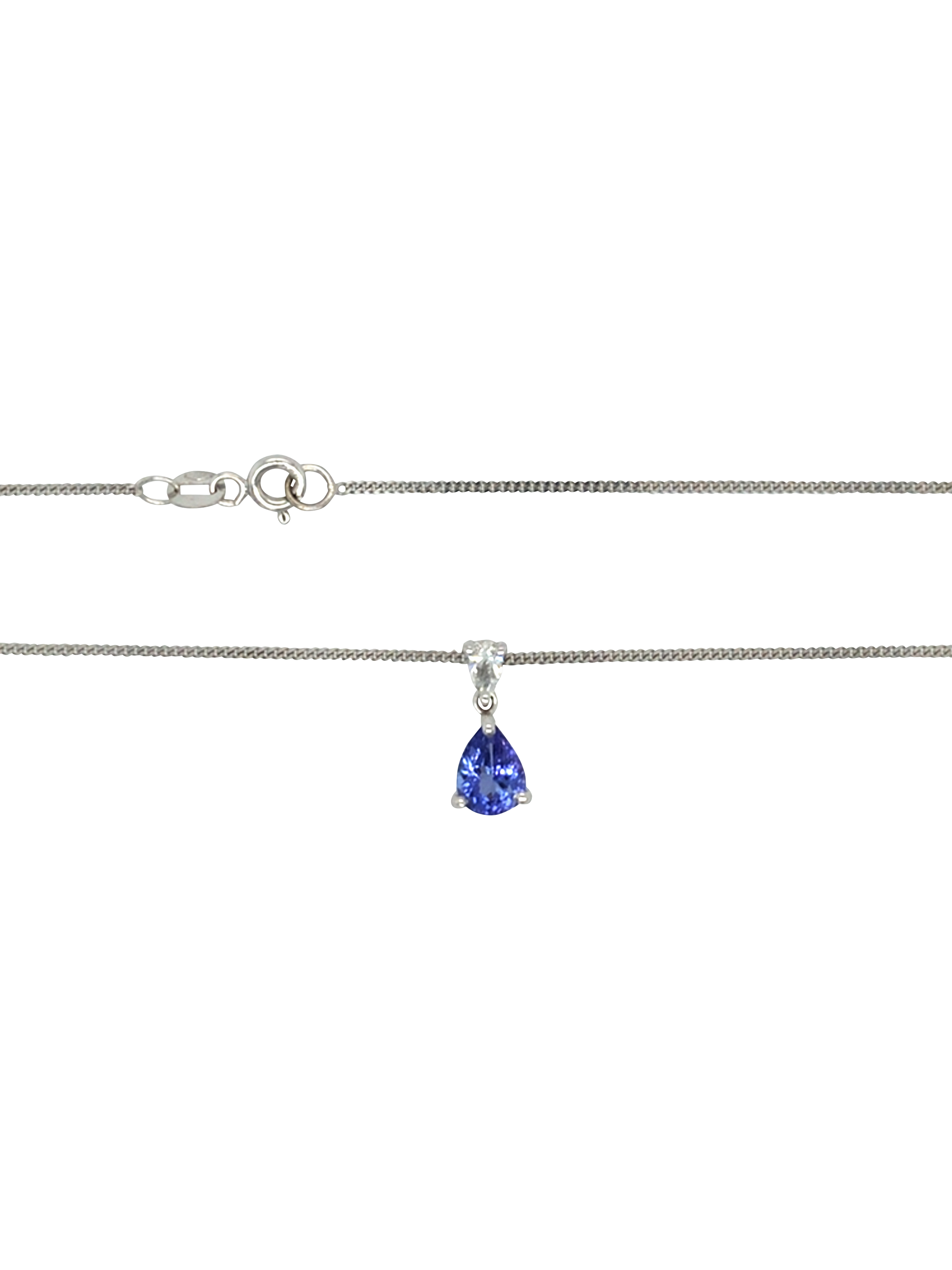 Product image 3 of 5, which shows Pre-loved 18ct White Gold Pear Shaped Diamond and Tanzanite Pendant, Dated Circa 2006