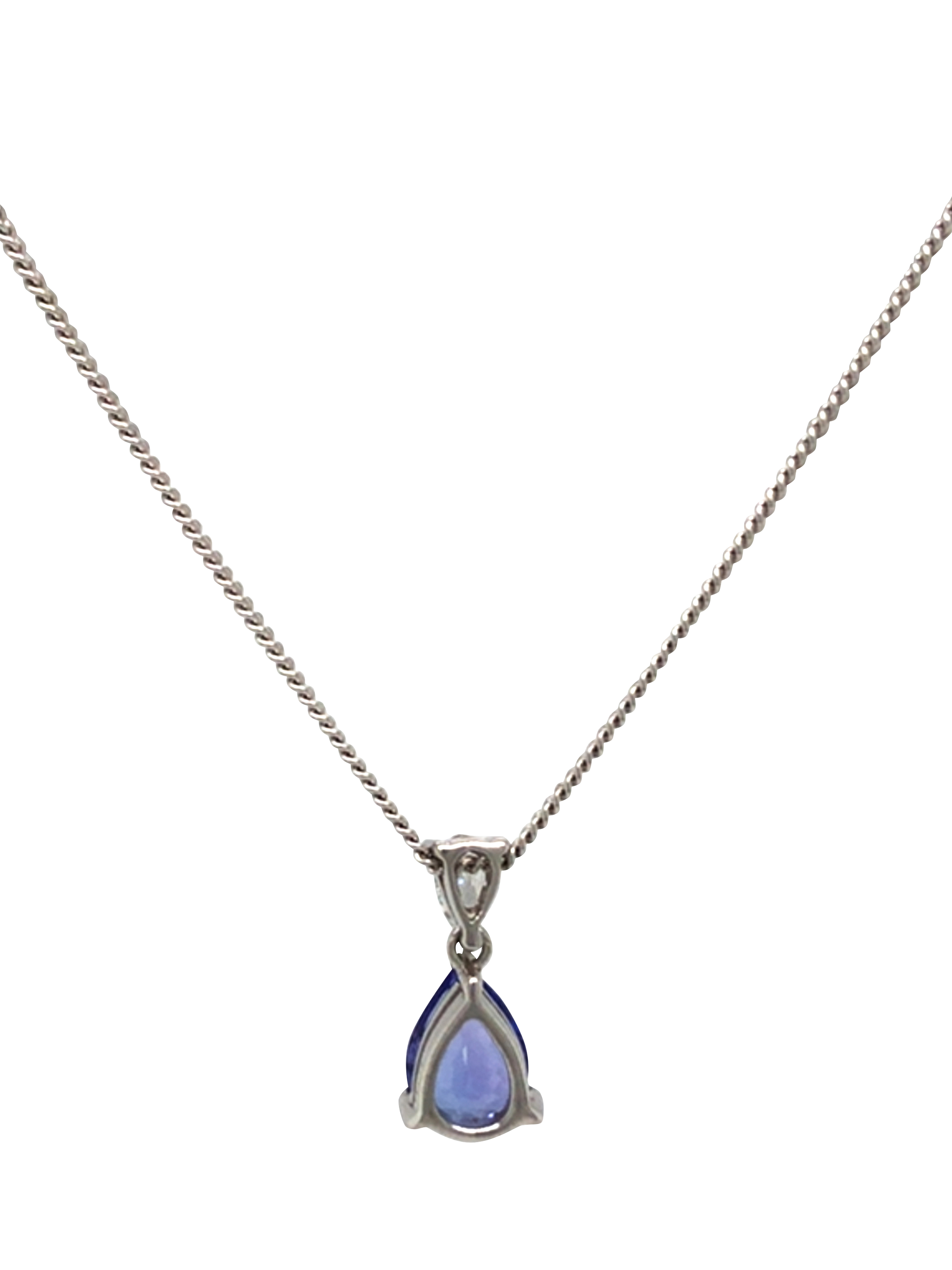 Product image 4 of 5, which shows Pre-loved 18ct White Gold Pear Shaped Diamond and Tanzanite Pendant, Dated Circa 2006