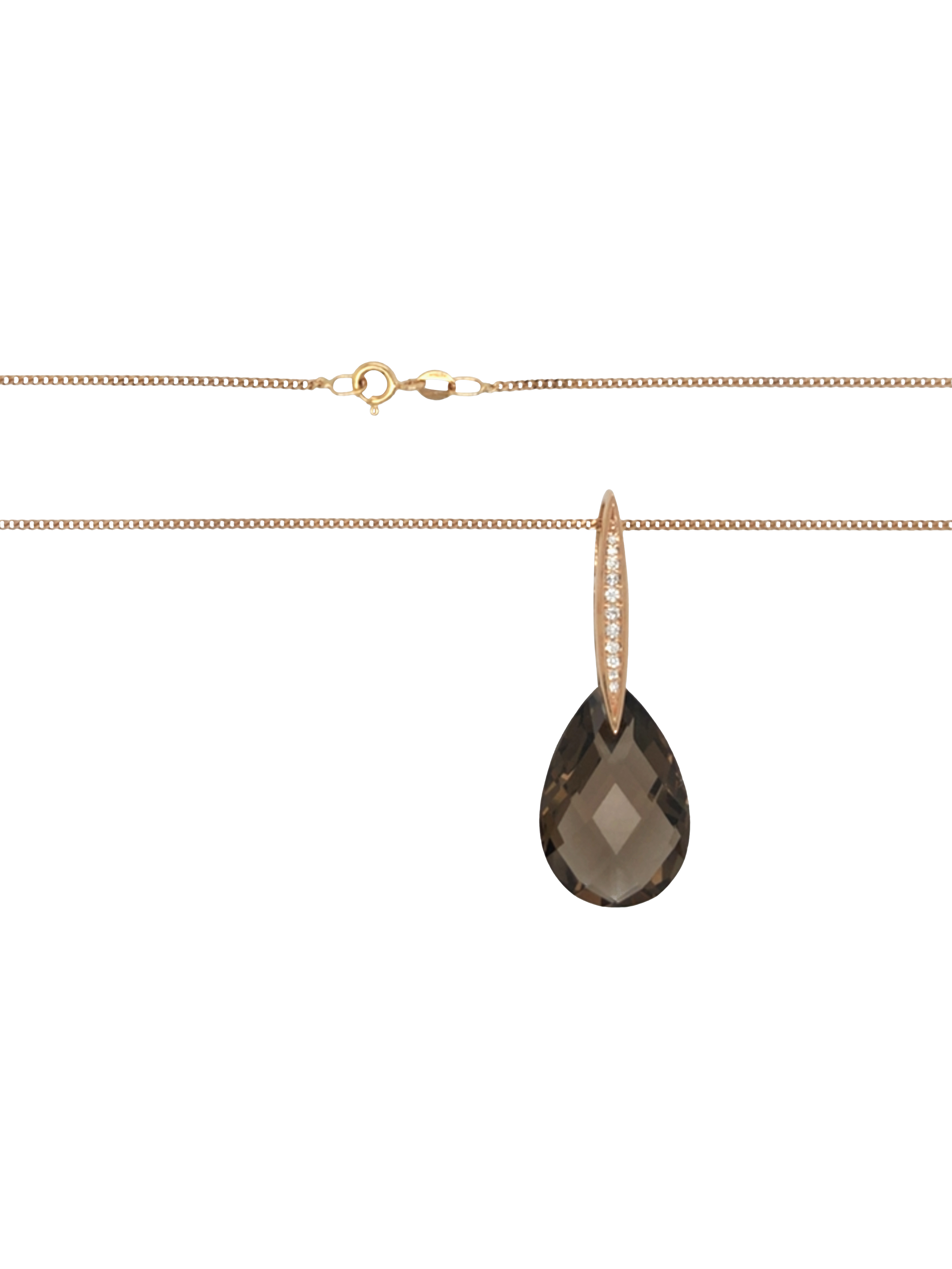 Product image 2 of 5, which shows Pre-loved 9ct Rose Gold Pear Shaped Smoky Quartz Diamond Loop Pendant