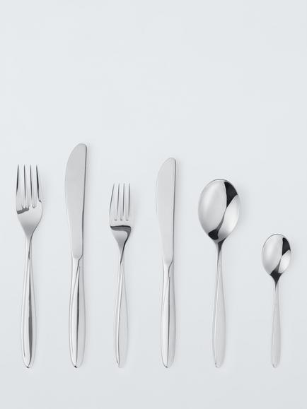 John Lewis Scroll Stainless Steel Cutlery Set, 24 Piece/4 Place Settings, 