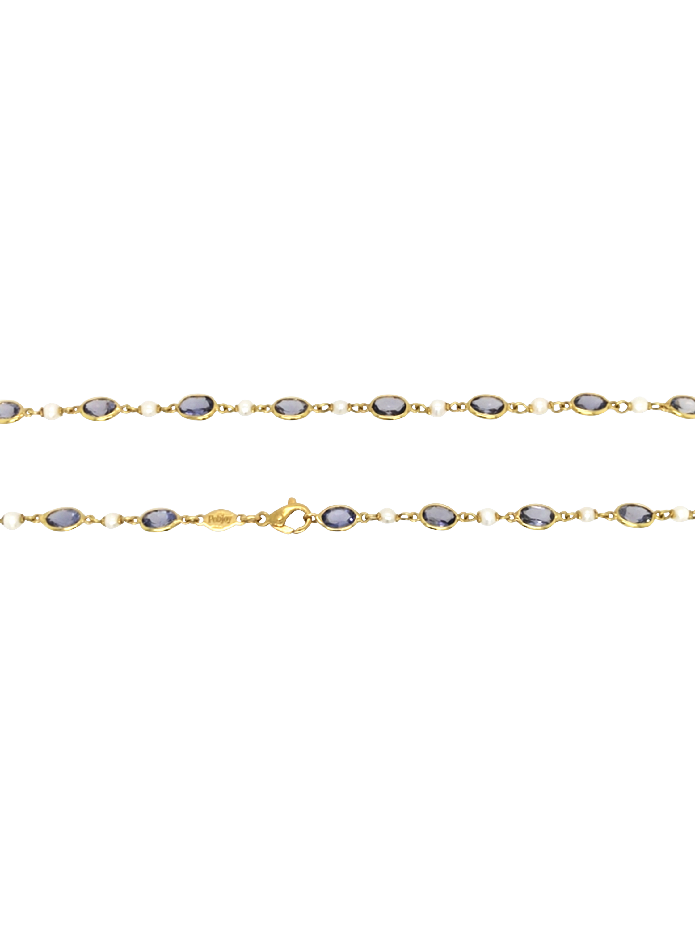 Product image 4 of 5, which shows Pre-loved 18ct Yellow Gold Iolite and Cultured Pearl Stone Necklace