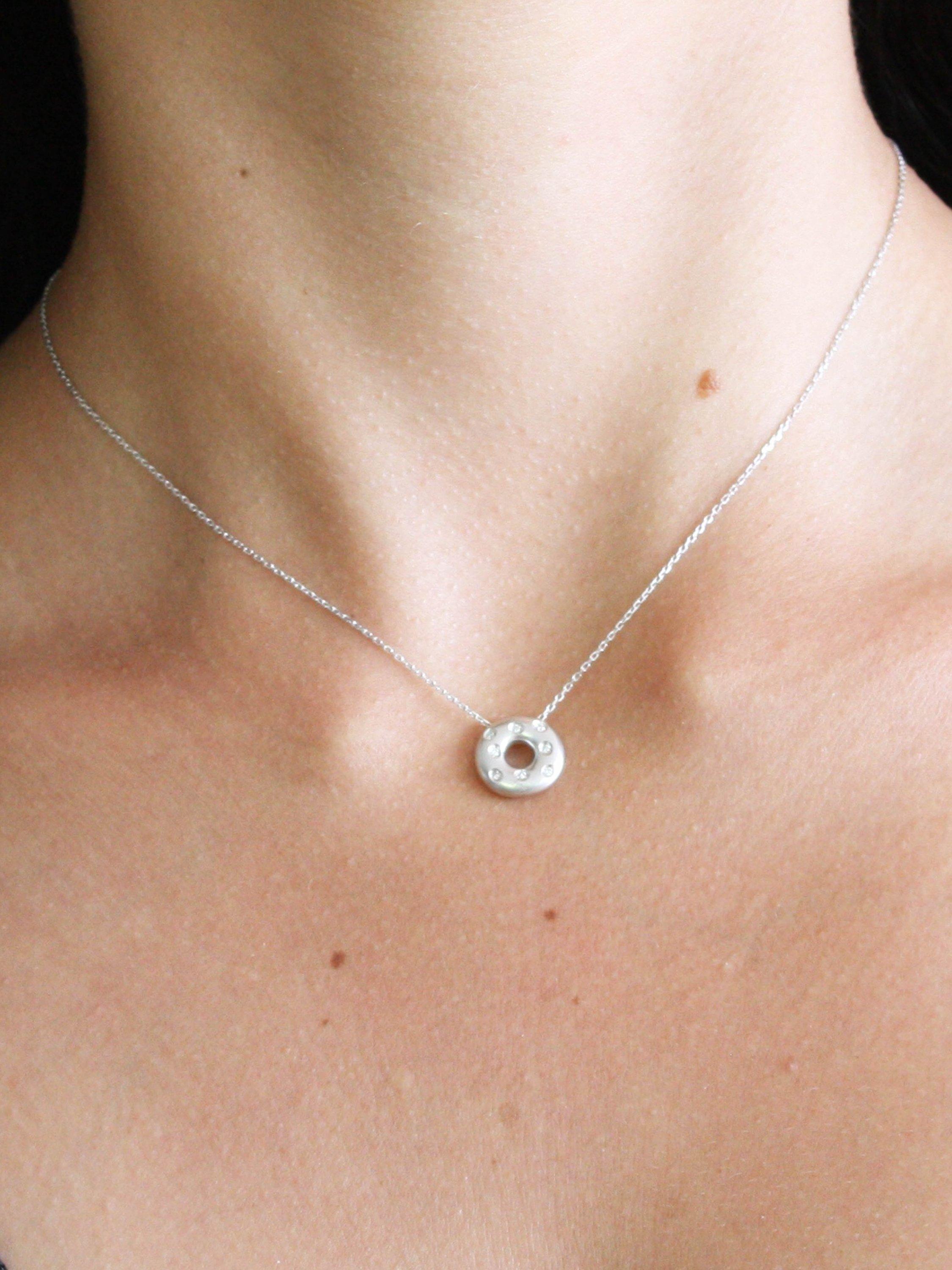 Product image 5 of 5, which shows Pre-loved 18ct White Gold 8-Stone Diamond Doughnut Pendant