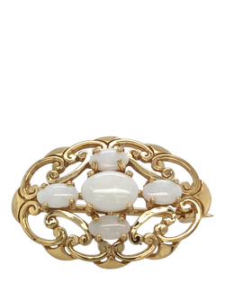 Pre-loved 9ct Yellow Gold Fancy Oval 5-Stone Opal Brooch, Circa 1987, Yellow Gold