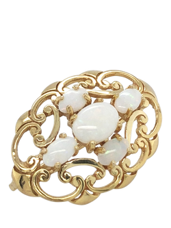 Pre-loved 9ct Yellow Gold Fancy Oval 5-Stone Opal Brooch, Circa 1987 - view 2, Yellow Gold