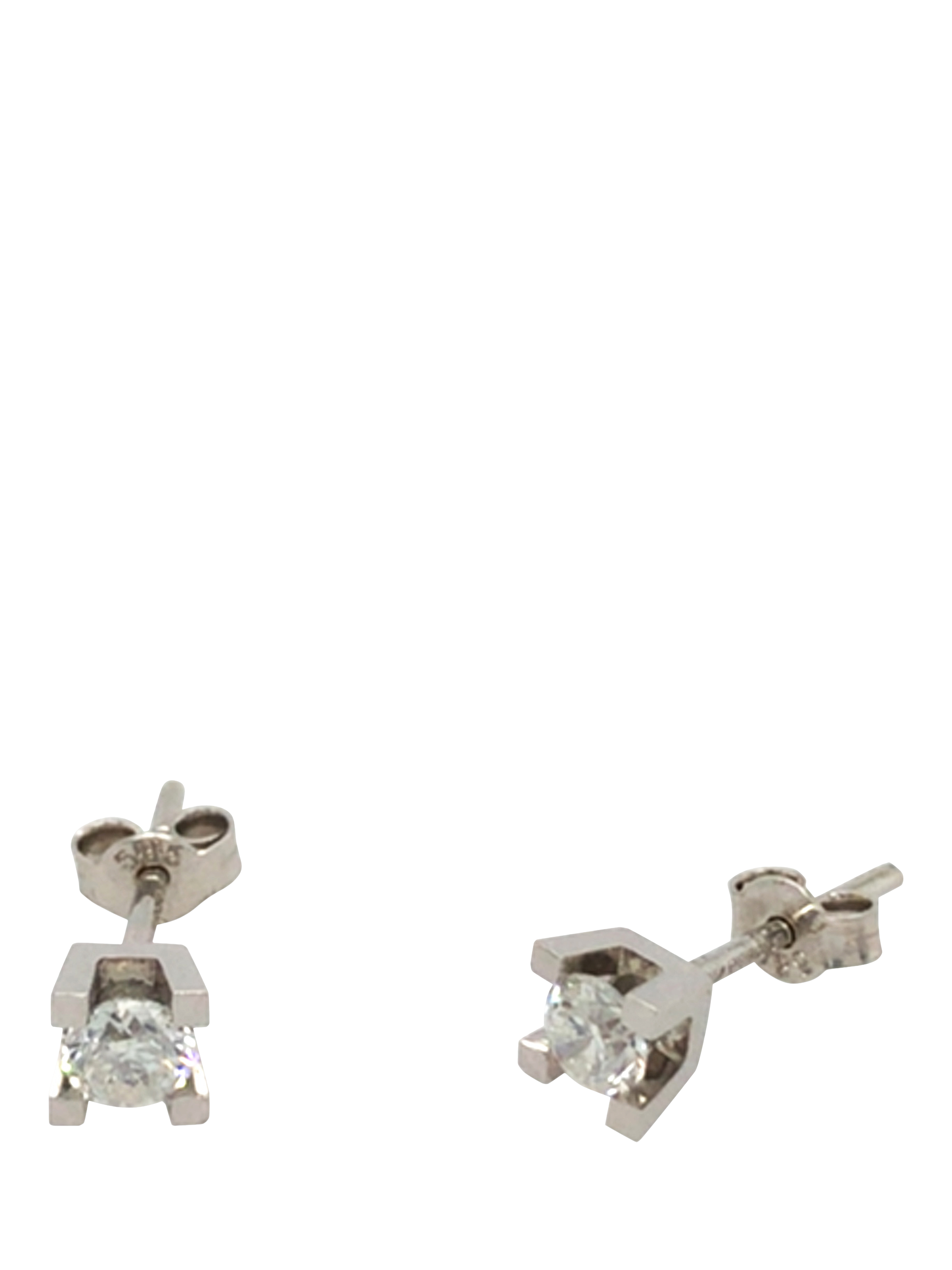 Product image 2 of 5, which shows Pre-loved 14ct White Gold Single Stone Diamond Square Set Stud Earrings