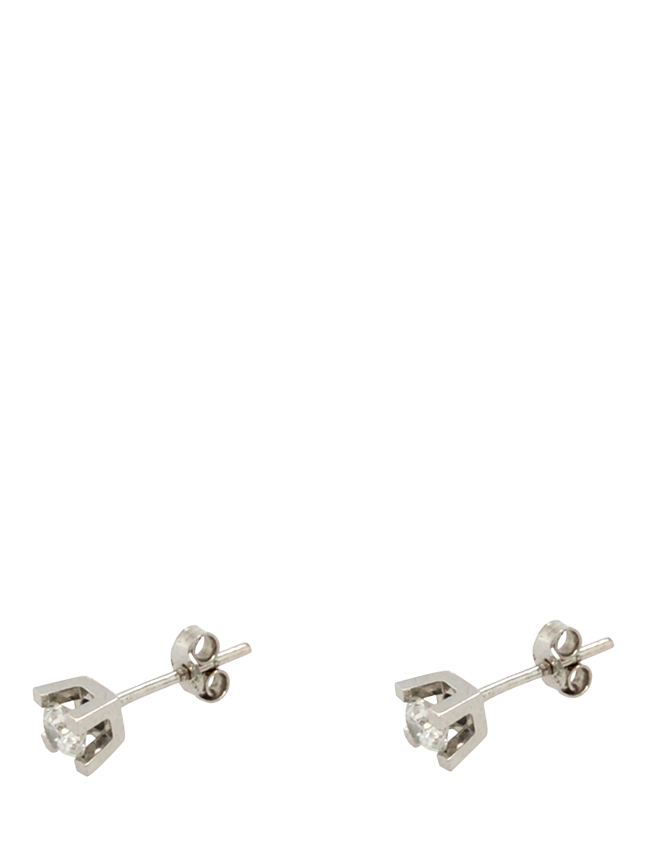Product image 3 of 5, which shows Pre-loved 14ct White Gold Single Stone Diamond Square Set Stud Earrings