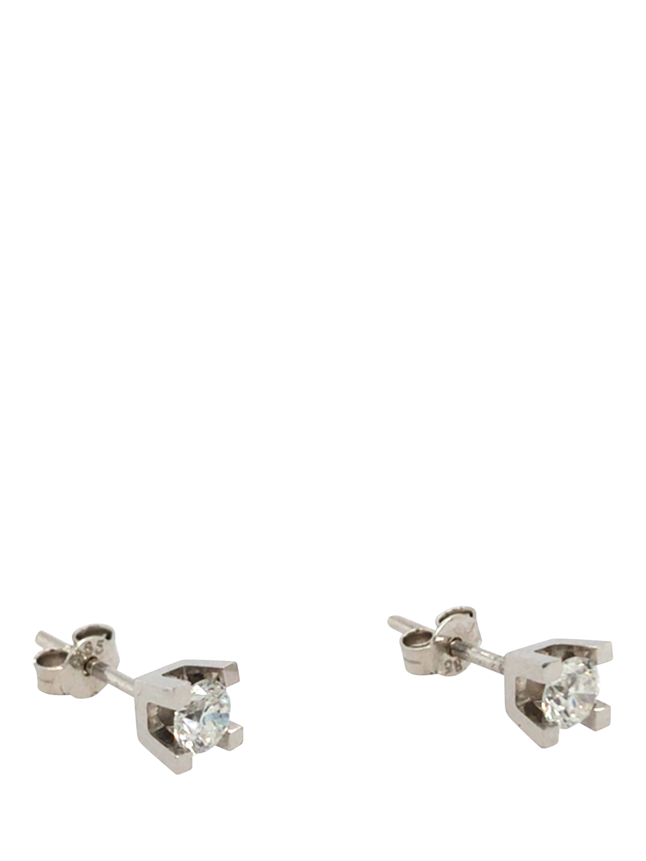 Product image 4 of 5, which shows Pre-loved 14ct White Gold Single Stone Diamond Square Set Stud Earrings