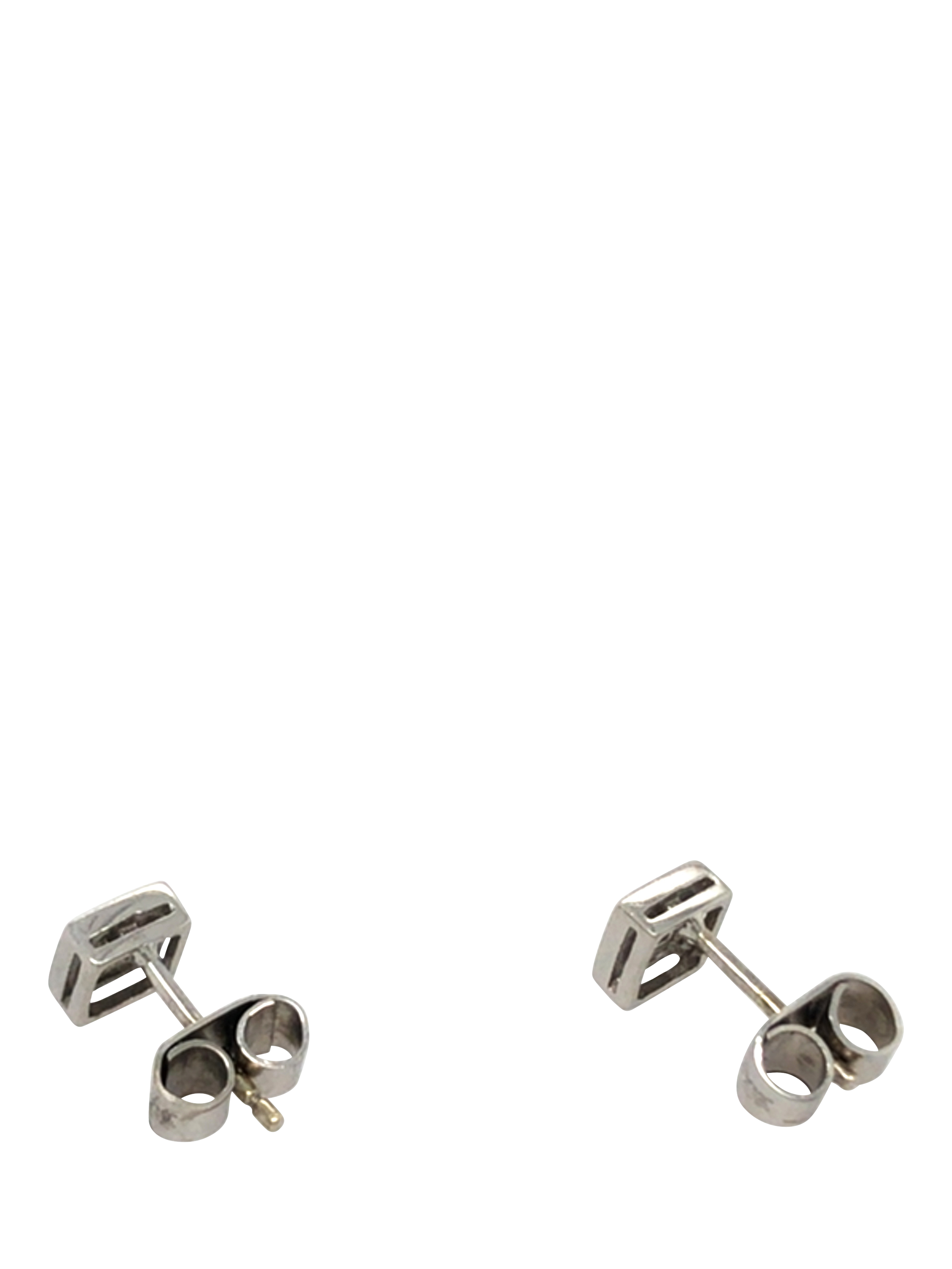 Product image 3 of 4, which shows Pre-loved 9ct White Gold Single Stone Diamond Square Set Stud Earrings
