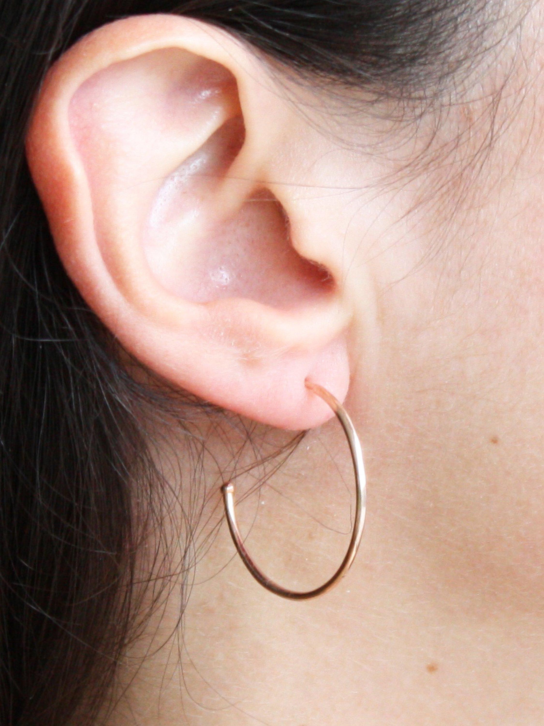 Product image 4 of 4, which shows Pre-loved 9ct Rose Gold Plain Hoop Earrings