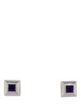Pre-loved 9ct White Gold Square Single Stone Amethyst Stud Earrings