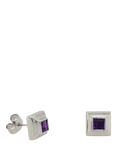 Pre-loved 9ct White Gold Square Single Stone Amethyst Stud Earrings